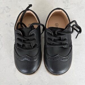 Meckior BLACK Size 7 Toddler Kids Boys Girls Oxford Dress Shoes Laces VERY GOOD